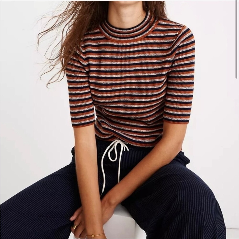 Madewell | Dalston Mockneck Sweater in Multicolored Stripe, XS